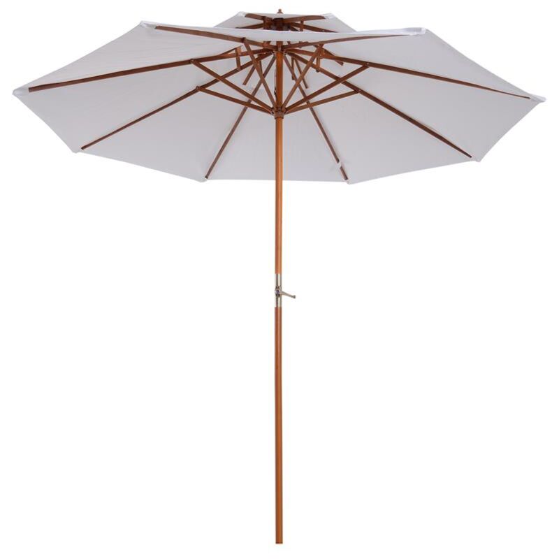 foto del prodotto ombrellone da giardino 2.7 2.6 m in legno con doppio tetto impermeabile crema