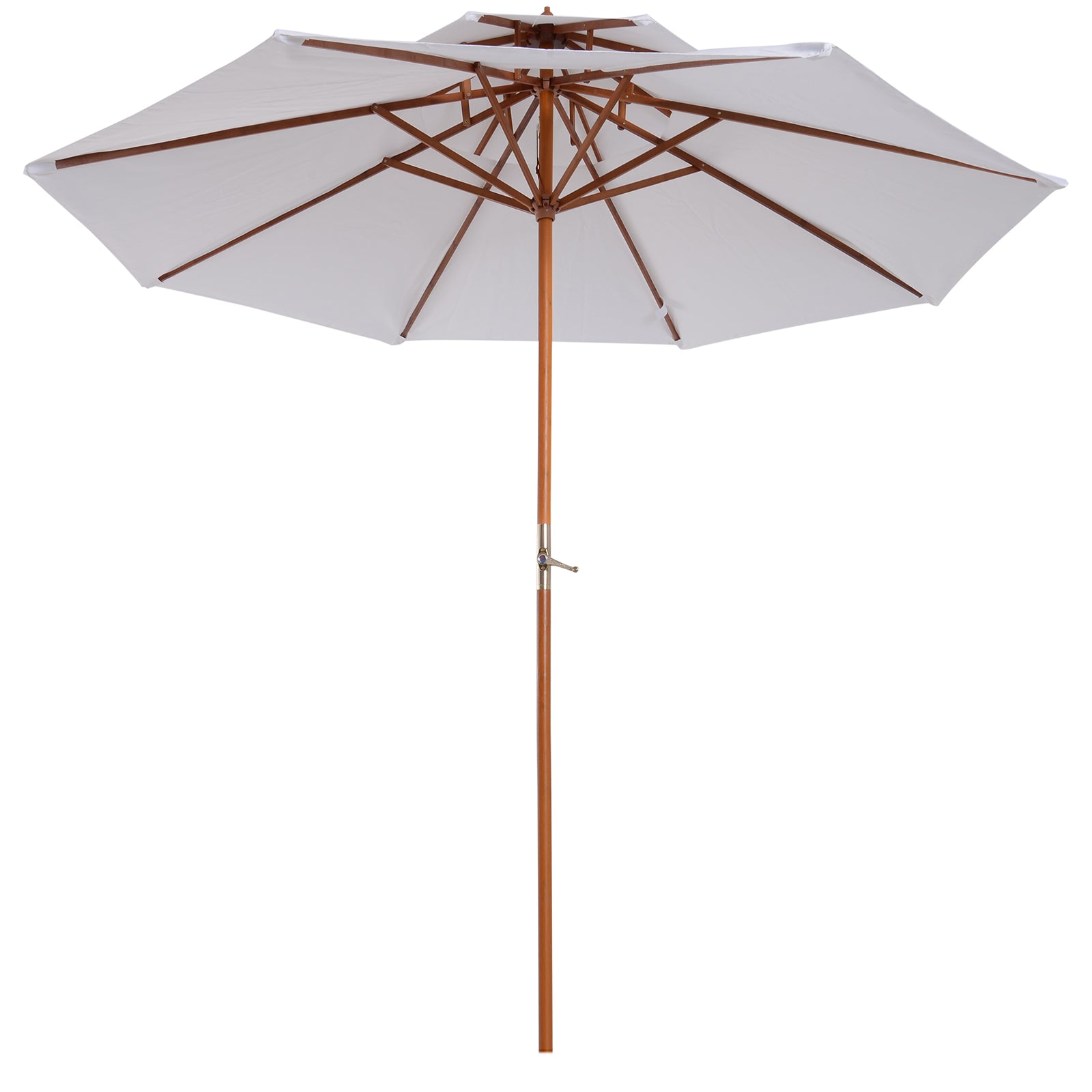 foto del prodotto ombrellone da giardino 2.7 m palo 38 mm in legno con doppio tetto crema