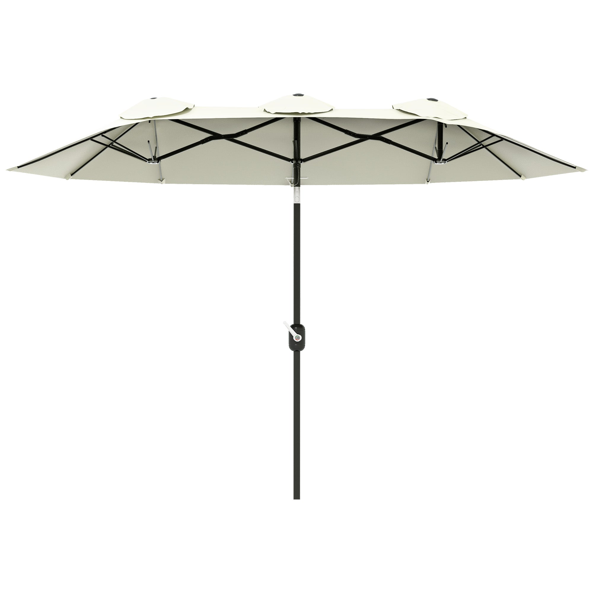 foto del prodotto ombrellone da giardino 295x152x222 cm copertura doppia inclinabile con apertura a manovella beige