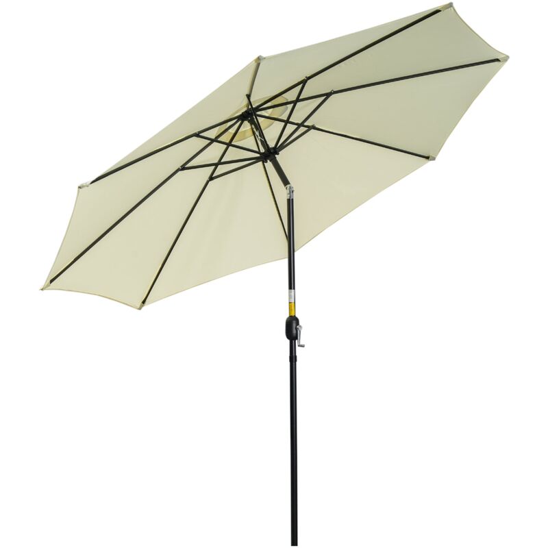 foto del prodotto ombrellone da giardino 295x250 cm inclinabile a 8 stecche con manovella in metallo e poliestere beige