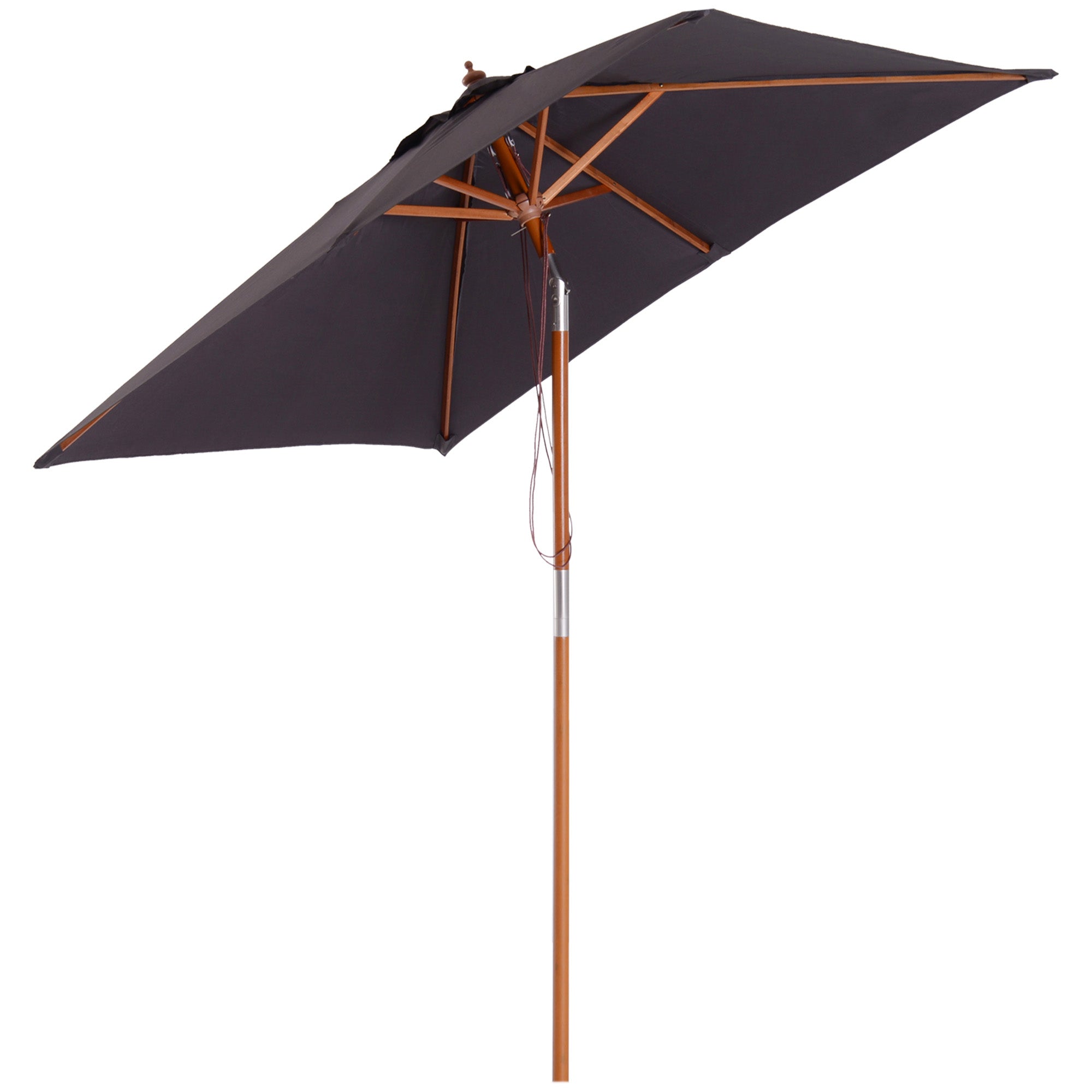 foto del prodotto ombrellone da giardino 2x1,5 m palo 38 mm in legno e poliestere grigio scuro