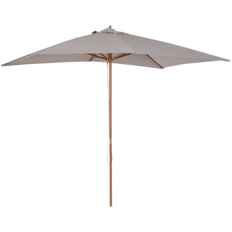 foto del prodotto ombrellone da giardino 2x3 m in legno con copertura rimovibile in poliestere grigio