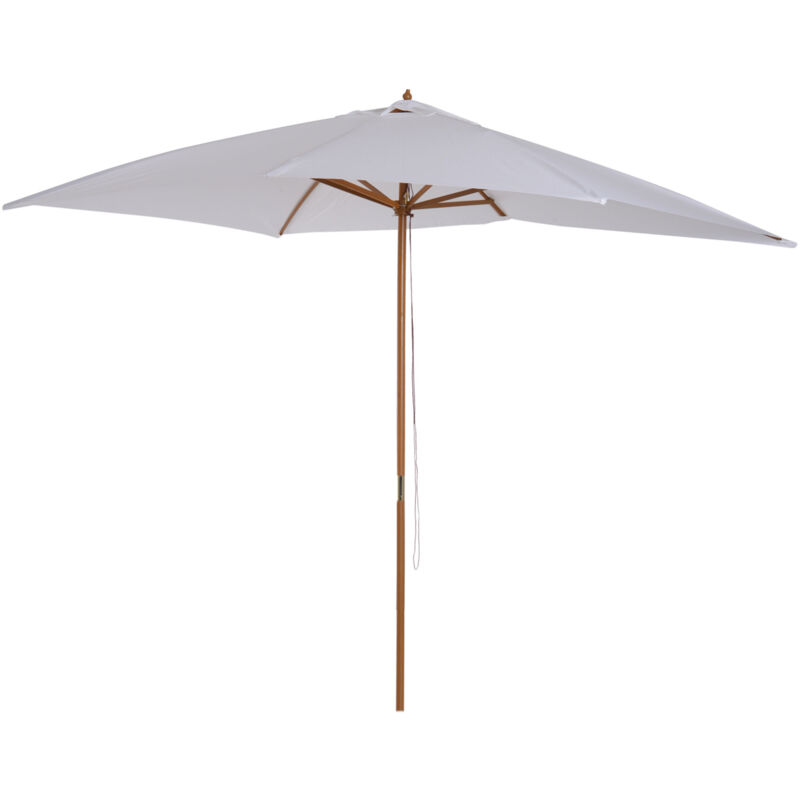 foto del prodotto ombrellone da giardino 2x3m in legno con copertura poliestere bianco outsunny