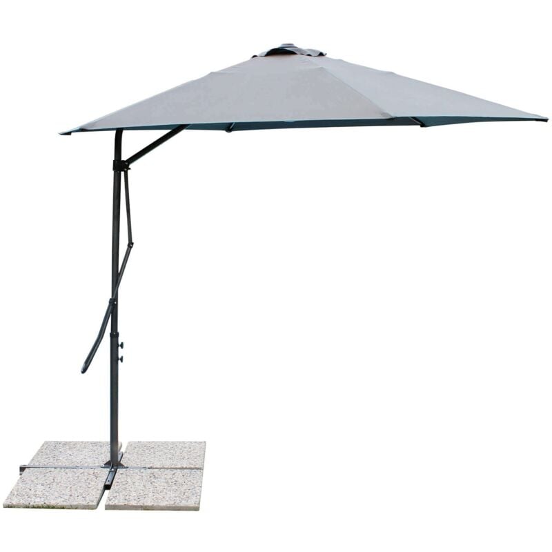 foto del prodotto ombrellone da giardino 3 mt con antivento e base a crociera perinde grey