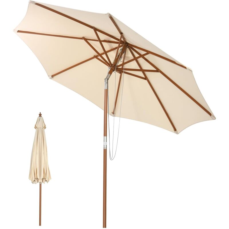 foto del prodotto ombrellone da giardino 3m, ombrellone parasole da esterno con 8 stecche in bamboo, ombrellone impermeabile per giardino, spiaggia e balcone