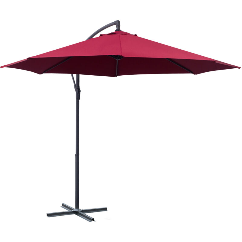 foto del prodotto ombrellone da giardino 3x2.5 m a braccio inclinabile rosso scuro outsunny
