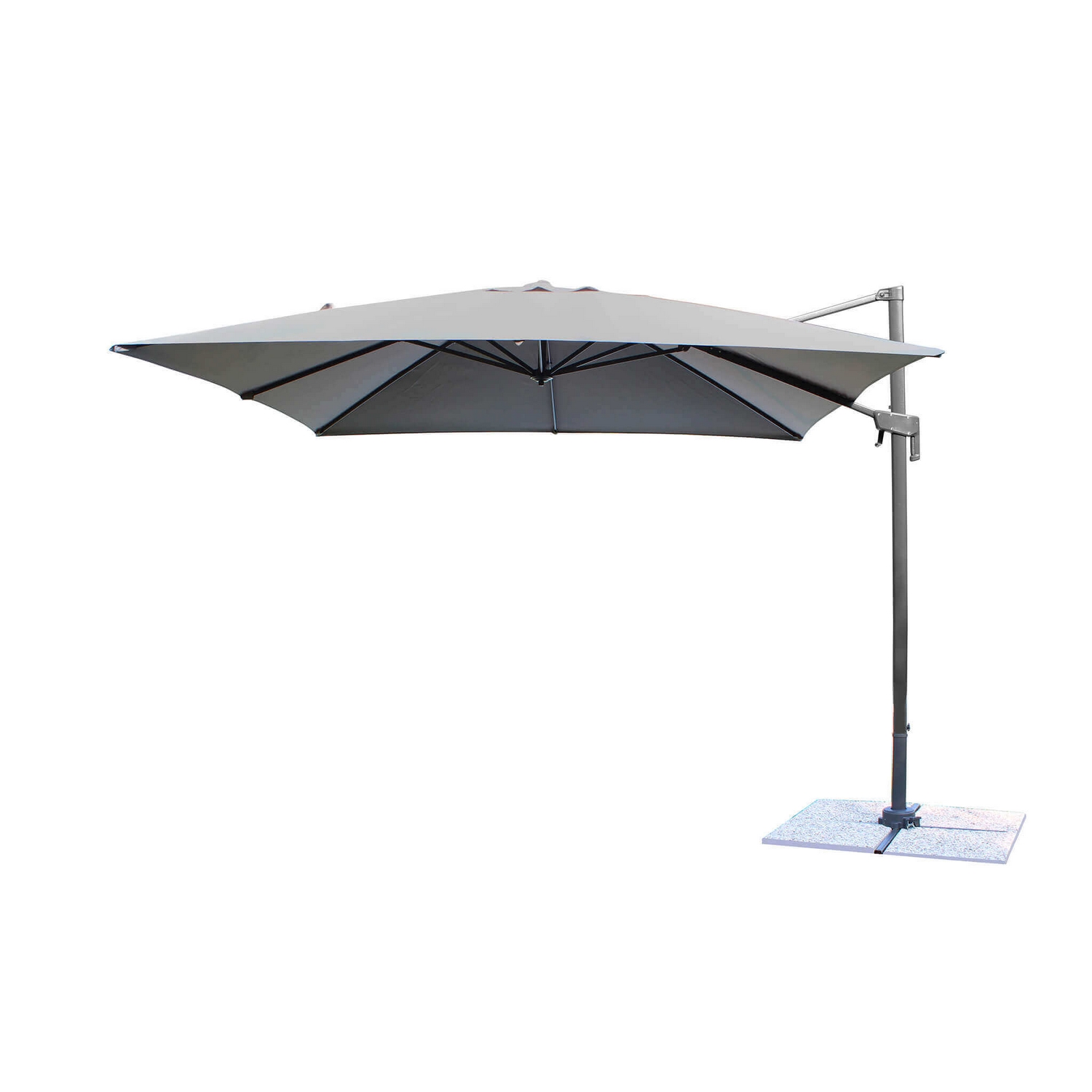 foto del prodotto ombrellone da giardino 3x3 con telo in poliestere grigio palo nero antivento mod. newton