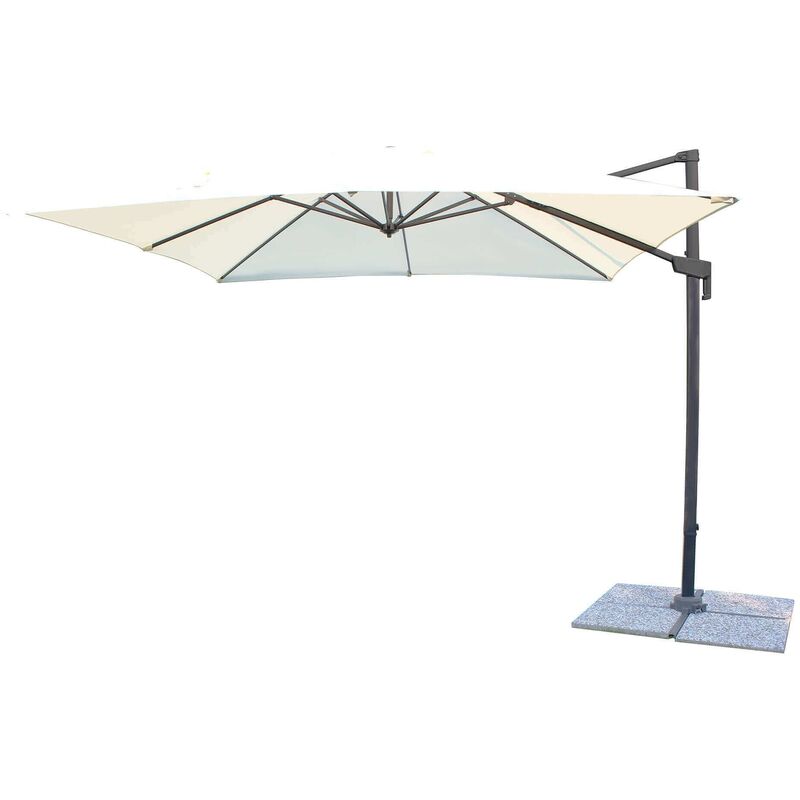 foto del prodotto ombrellone da giardino 3x3 mt con antivento e struttura in alluminio grecia beige