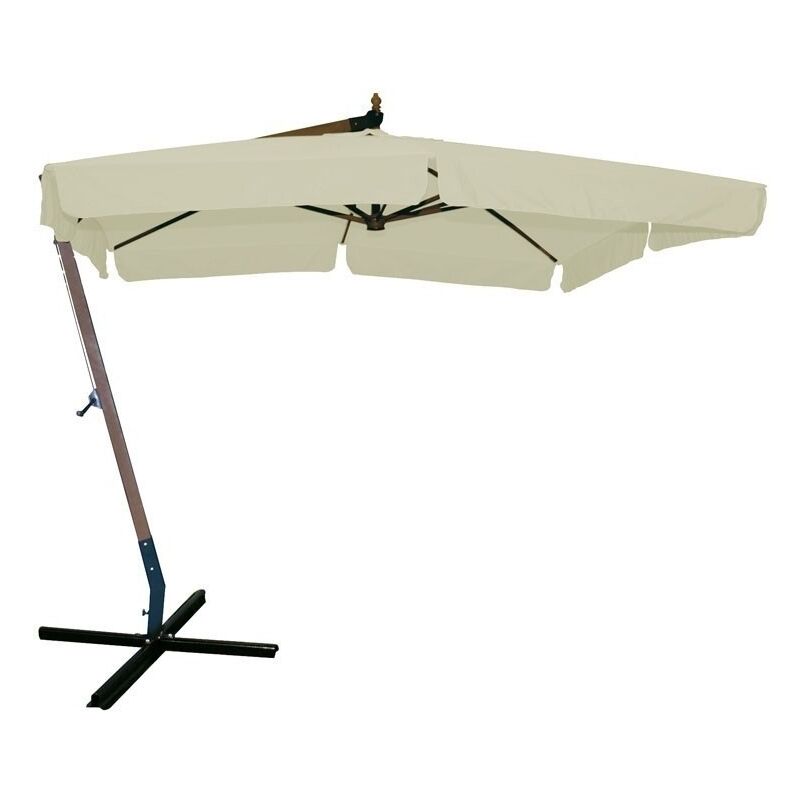 foto del prodotto ombrellone da giardino 3x3 mt con struttura in legno e telo in poliestere beige con mantovana