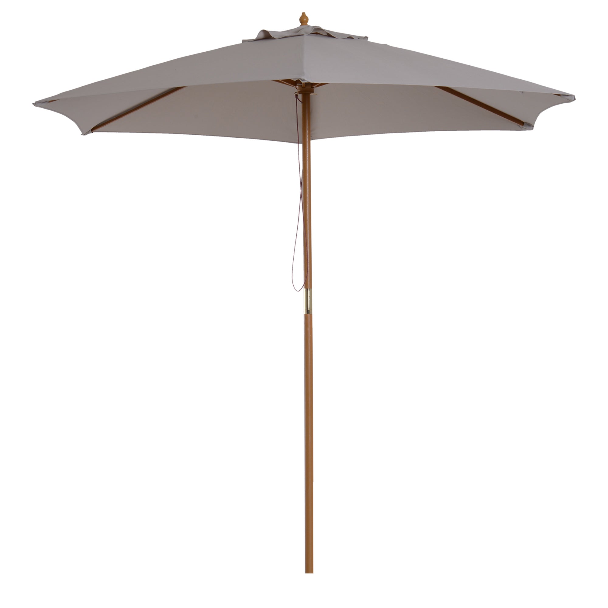 foto del prodotto ombrellone da giardino a 6 stecche 2,5x2,3m in legno e tessuto poliestere grigio
