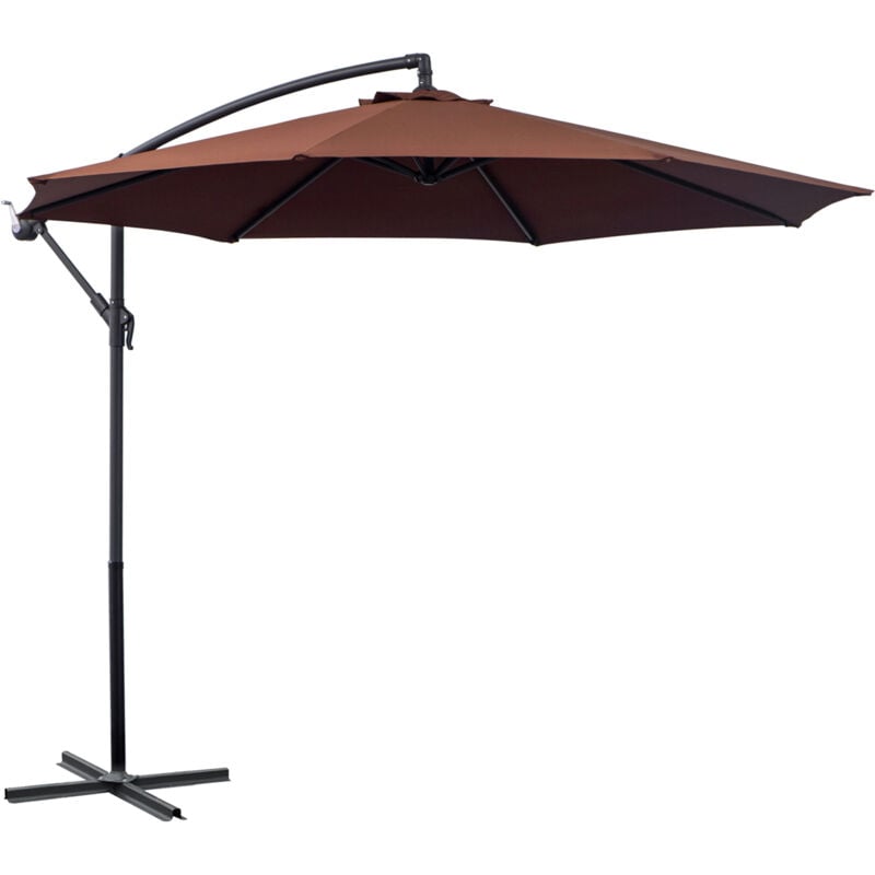 foto del prodotto ombrellone da giardino a braccio inclinabile 3x2.5 m marrone outsunny