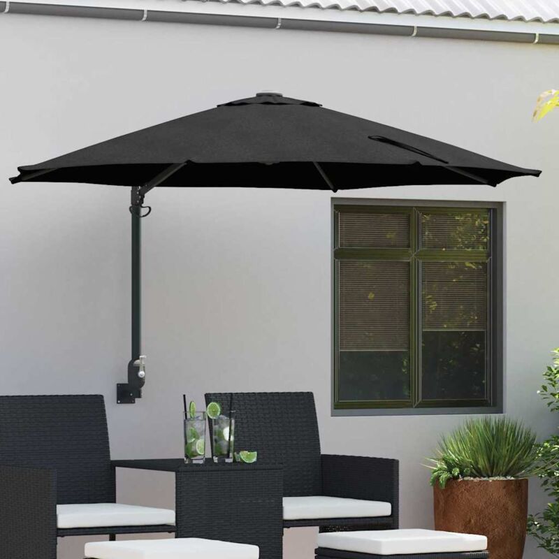 foto del prodotto ombrellone da giardino a muro nero 250 cm vidaxl