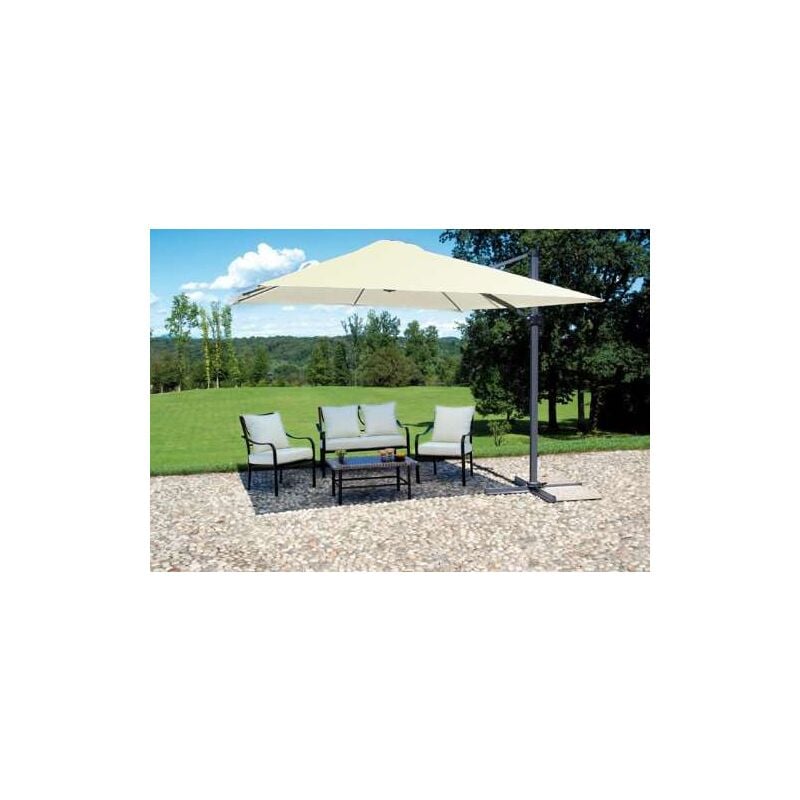 foto del prodotto ombrellone da giardino beige decentrato a braccio alluminio 3x4 giardino 3 x 4 telo molto resistente antivento