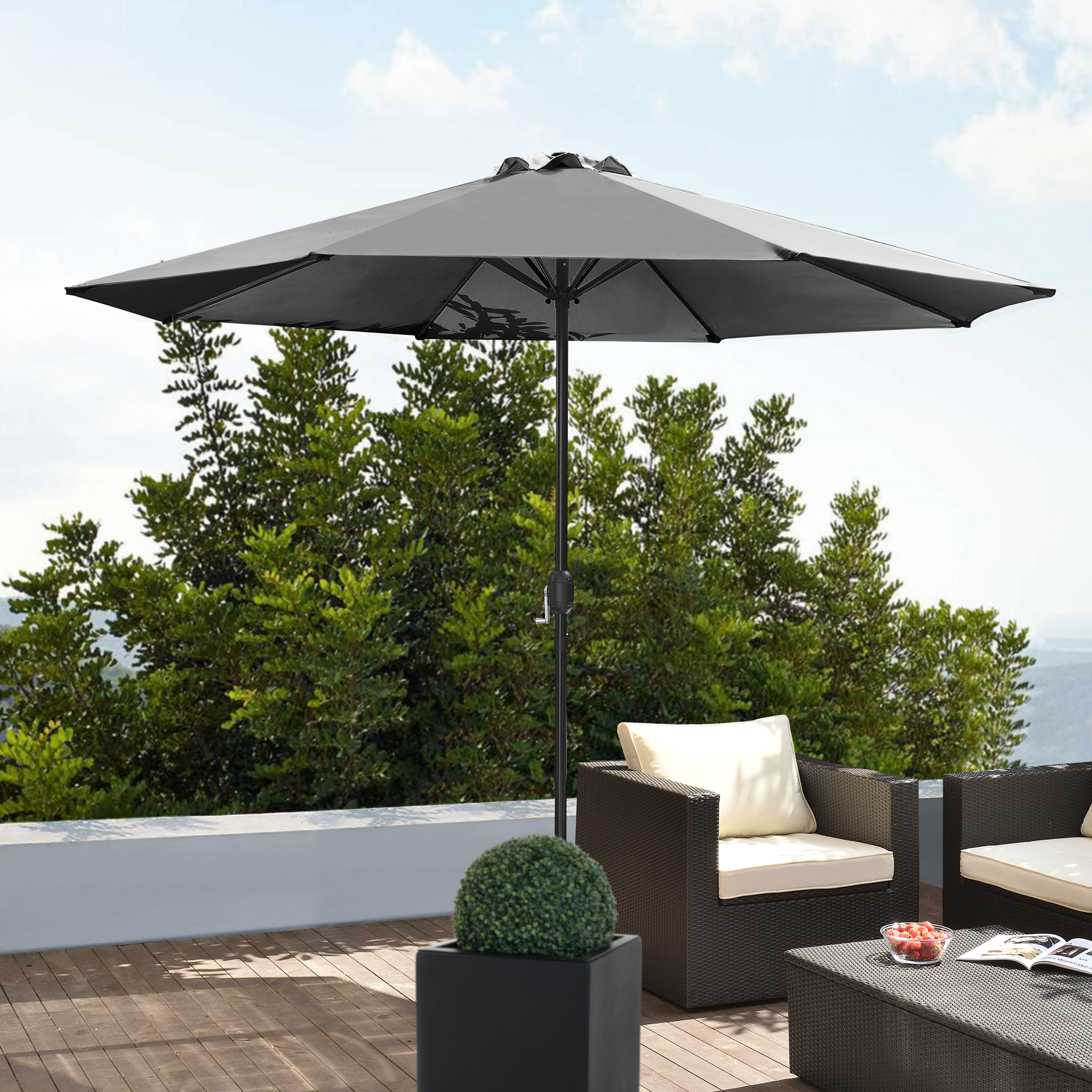 foto del prodotto ombrellone da giardino budapest con palo centrale e meccanismo a manovella 230 x 300 cm grigio casa.pro