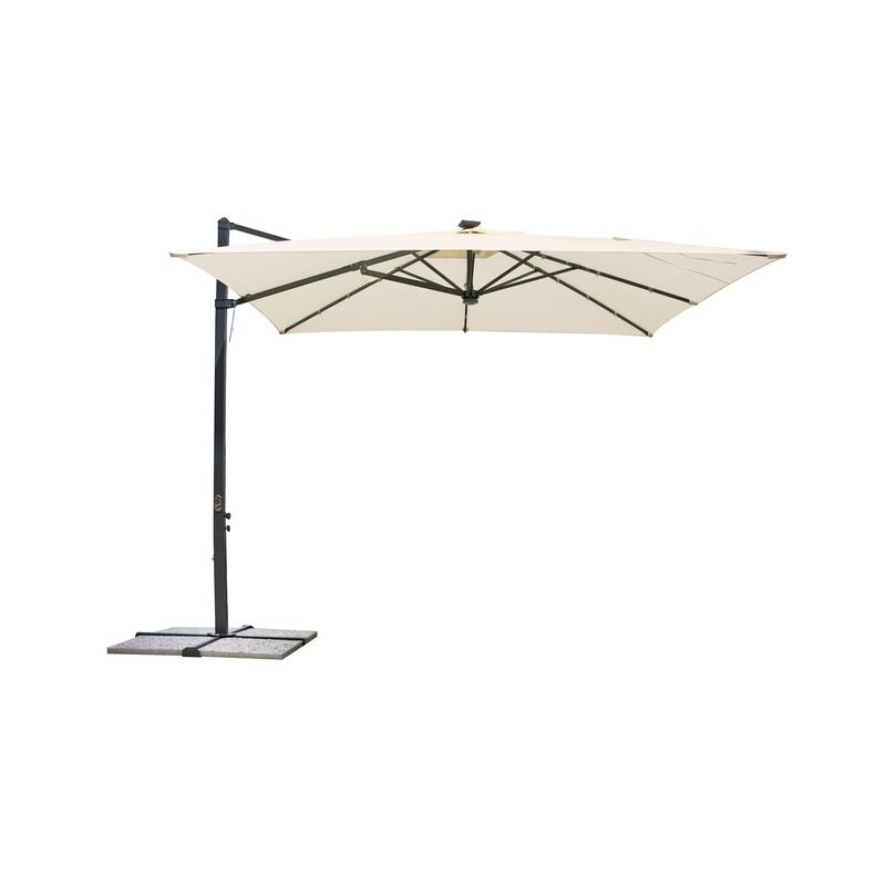 foto del prodotto ombrellone da giardino con luci led 3 x 3 metri in alluminio con palo laterale ombrellone bar e giardino
