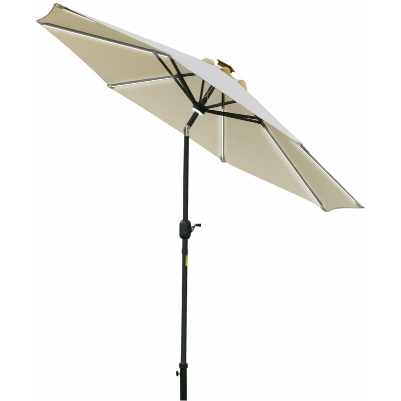 foto del prodotto ombrellone da giardino con luci led a pannello solare 2,66m in metallo e poliestere bianco crema