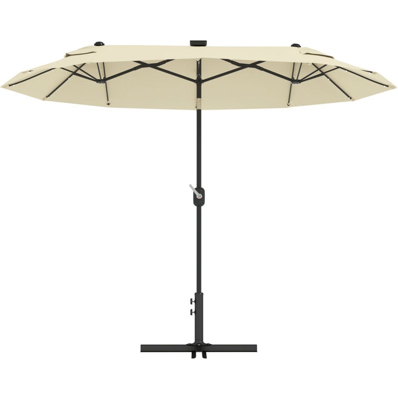 foto del prodotto ombrellone da giardino con luci led e base a croce bianco crema outsunny