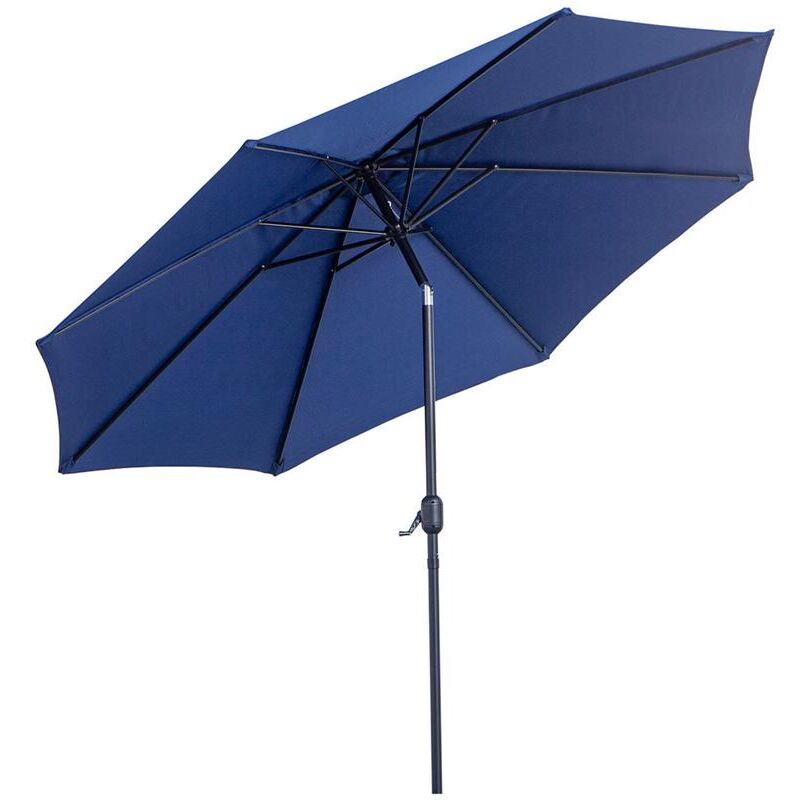 foto del prodotto ombrellone da giardino con manovella metallo e poliestere 300 x 245 cm blu
