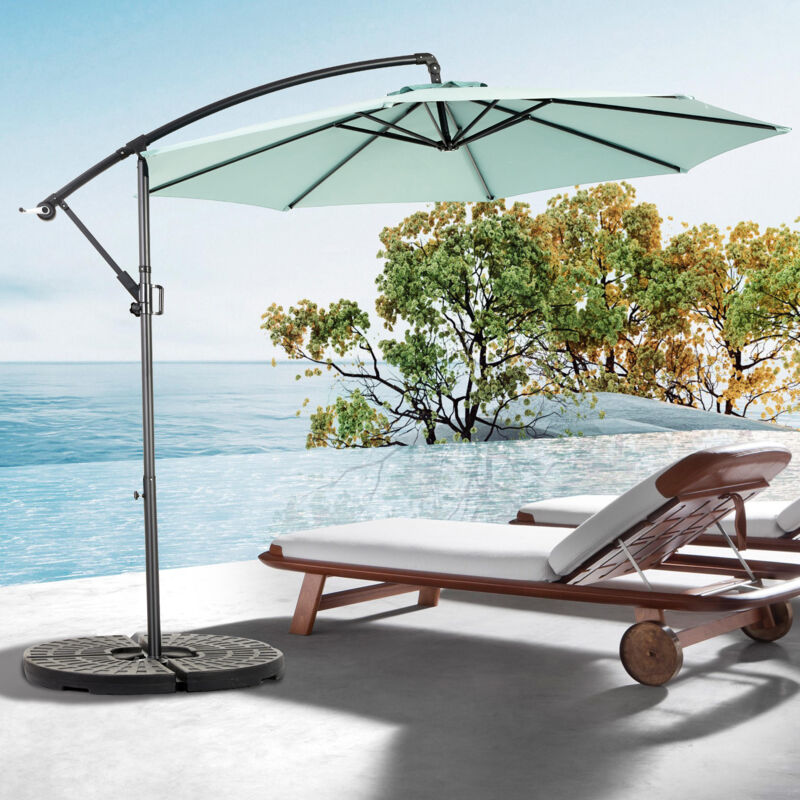 foto del prodotto ombrellone da giardino con manovella, ombrellone da spiaggia, tessuto in poliestere, senza base, verde chiaro
