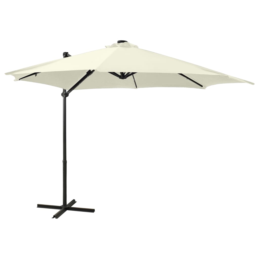 foto del prodotto ombrellone da giardino con palo e luci led 300 cm sabbia 02 0008532