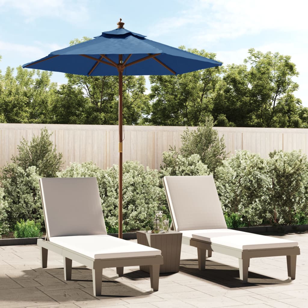 foto del prodotto ombrellone da giardino con palo in legno azzurro 196x231 cmcod mxl 105536
