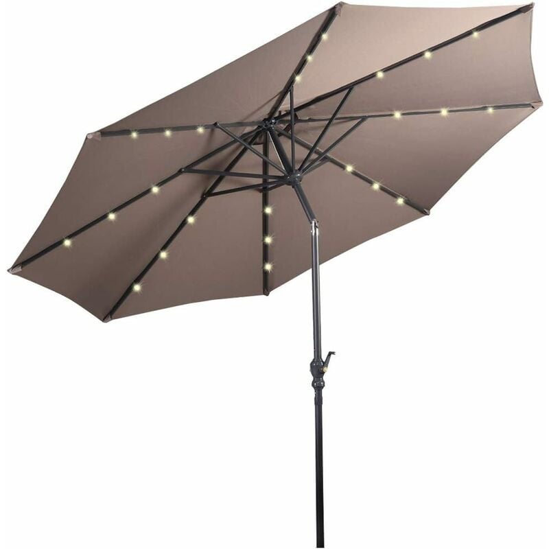 foto del prodotto ombrellone da giardino con pannello solare 2,7 3m,ombrellone da esterno led a energia solare 2,7m, marrone goplus