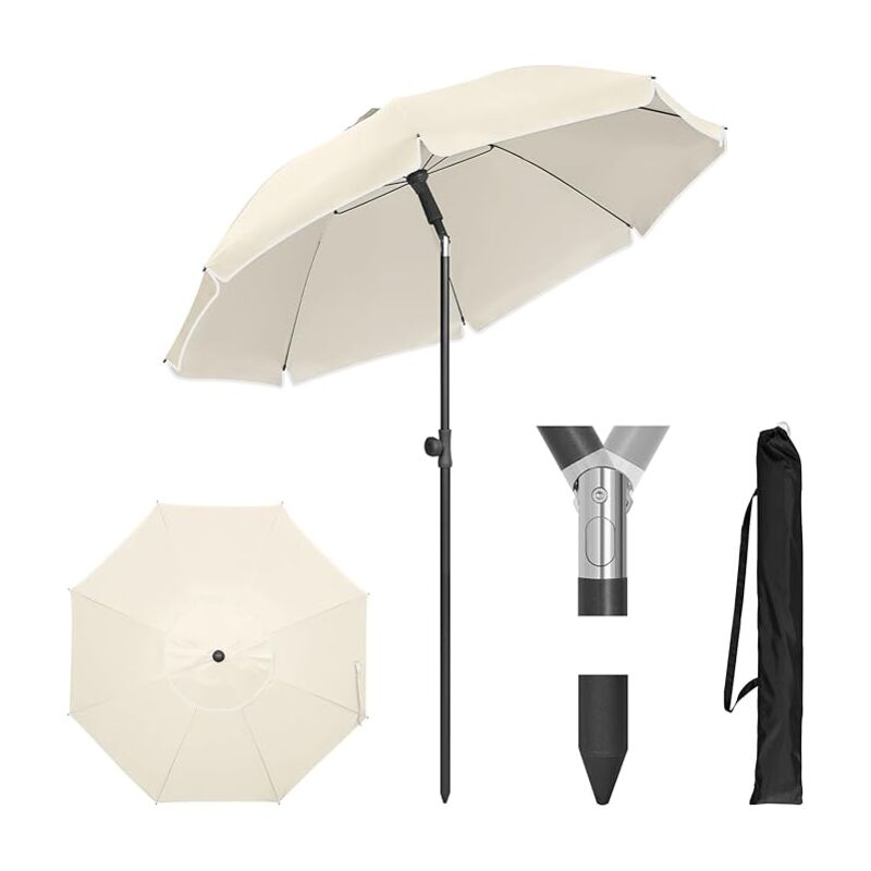 foto del prodotto ombrellone da giardino con regolabile in altezza e testa inclinabile, 155cm, beige, per balcone giardino spiaggia woltu