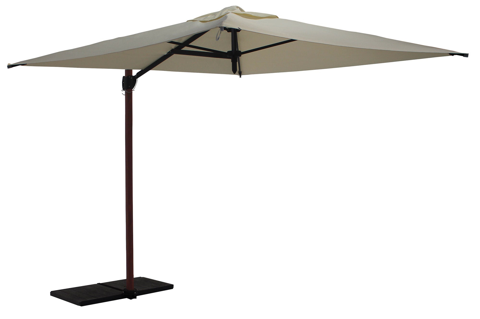foto del prodotto ombrellone da giardino decentrato 2,5x2,5m palo in alluminio effetto legno tessuto poliestere trend wood ecru