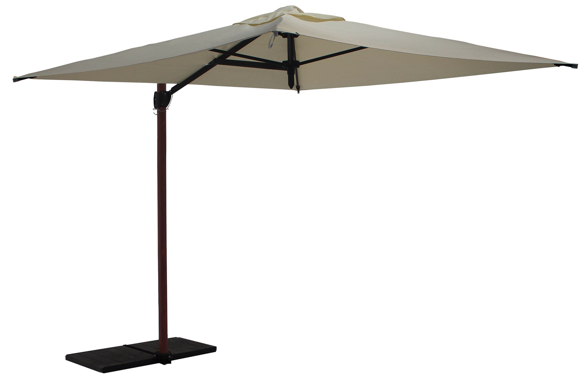 foto del prodotto ombrellone da giardino decentrato 2x2m palo in alluminio effetto legno tessuto poliestere trend wood ecru