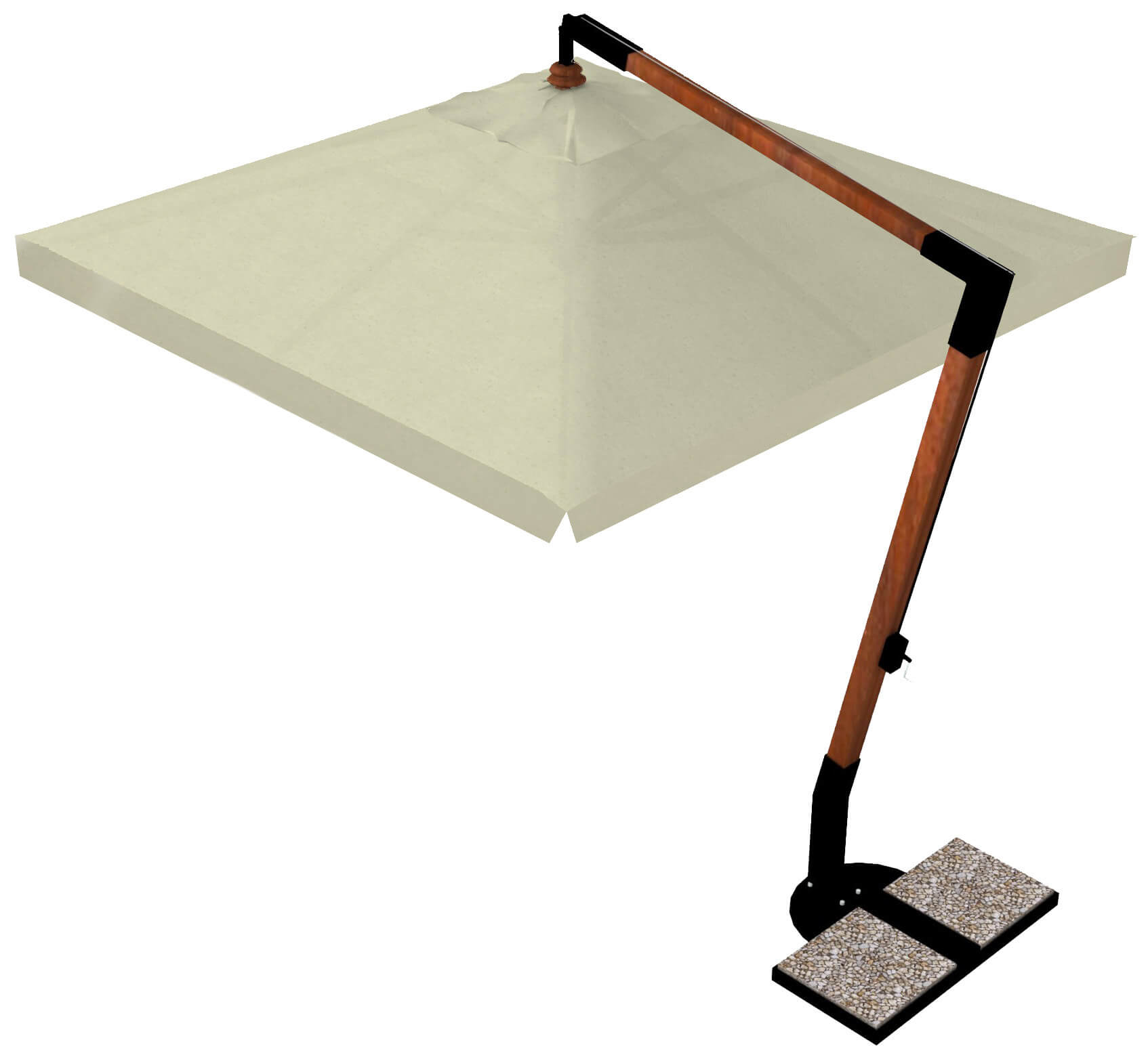 foto del prodotto ombrellone da giardino decentrato 3x3m in legno telo in acrilico con balza danieli san francisco ecrù