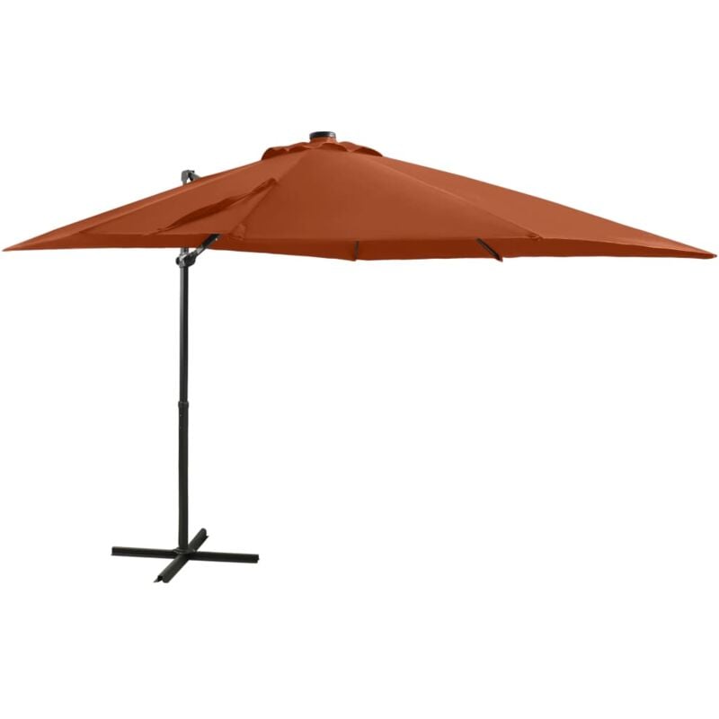 foto del prodotto ombrellone da giardino decentrato con palo e luci led 250 cm terracotta 020008538