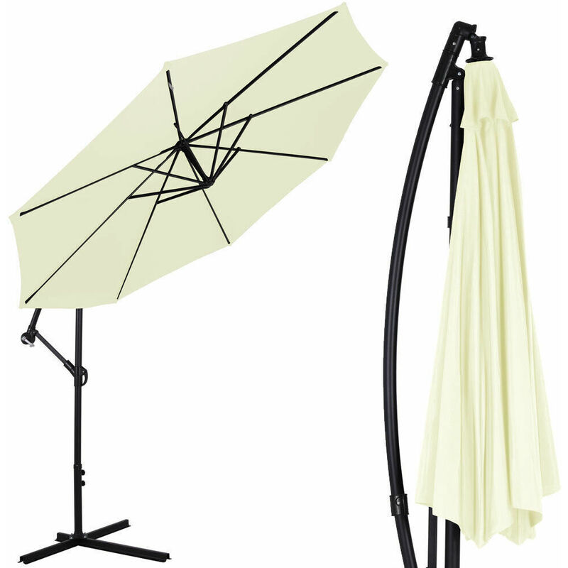 foto del prodotto ombrellone da giardino decentrato d.3 m palo in alluminio beige per piscina giardino o gazebo