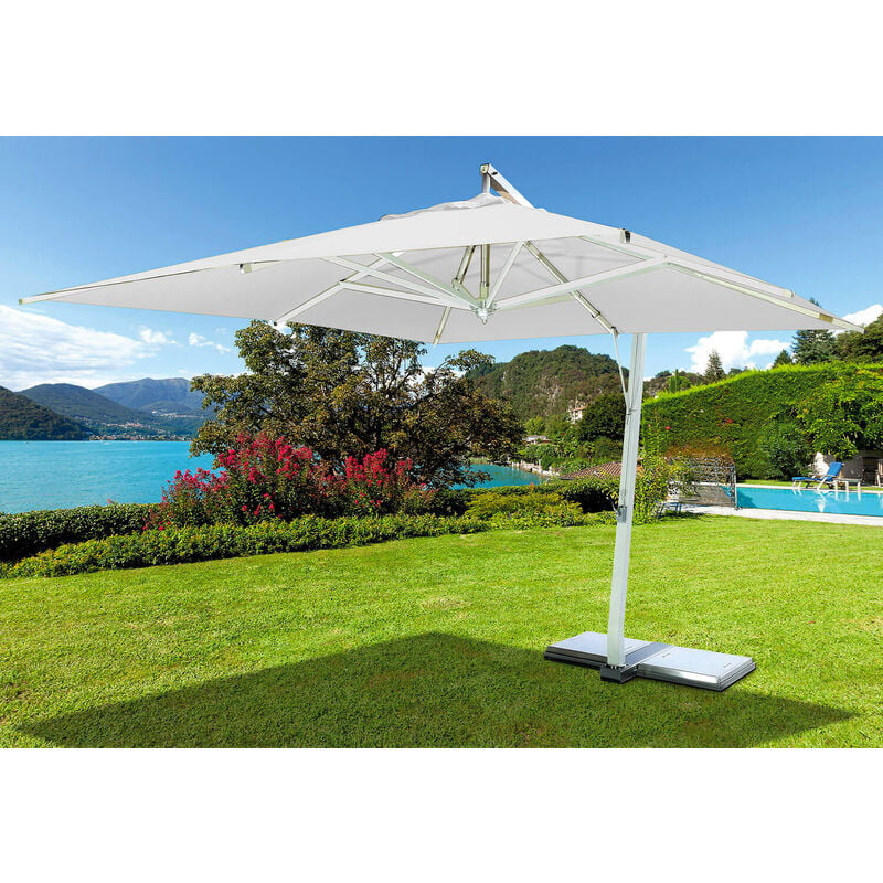 foto del prodotto ombrellone da giardino decentrato in alluminio 3,5x3,5m vorghini bianco