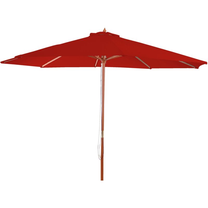 foto del prodotto ombrellone da giardino diametro 3m rosso gambe ombrellone in poliestere e legno non incluse 040008012