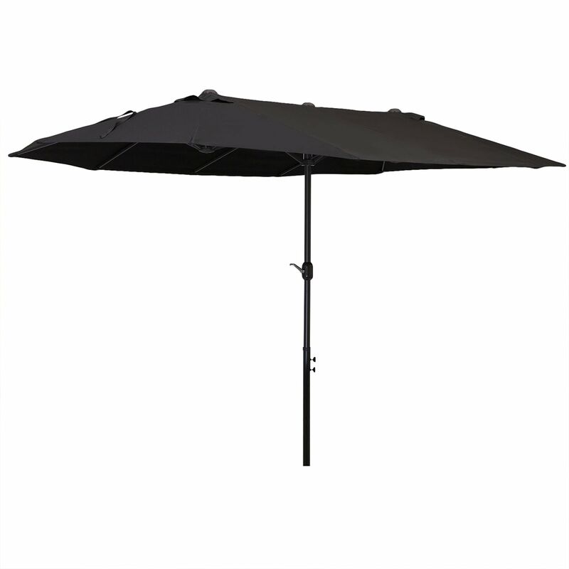 foto del prodotto ombrellone da giardino doppio 460x270x240 cm in acciaio e poliestere nero