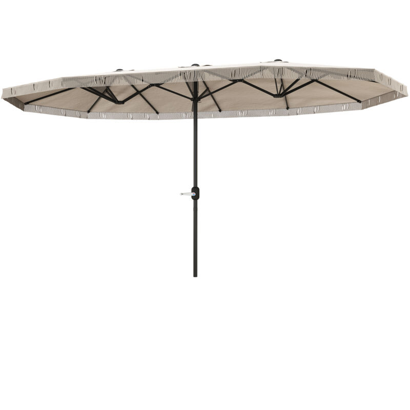 foto del prodotto ombrellone da giardino doppio a 12 stecche con manovella bianco crema outsunny