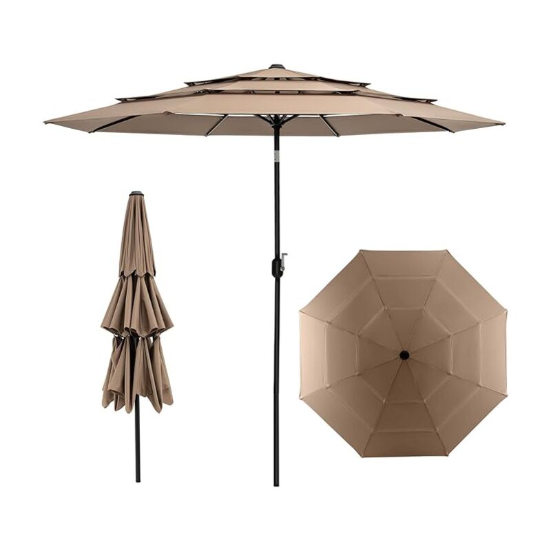 foto del prodotto ombrellone da giardino impermeabile con rivestimento pa e protezione solare per giardino, patio, cortile, 306 x 306 x 252 cm goplus