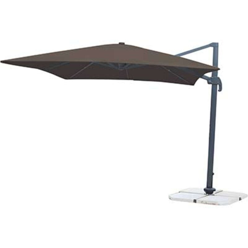 foto del prodotto ombrellone da giardino in alluminio palo laterale domus poly tortora mt 3x3 palo mm 77x53