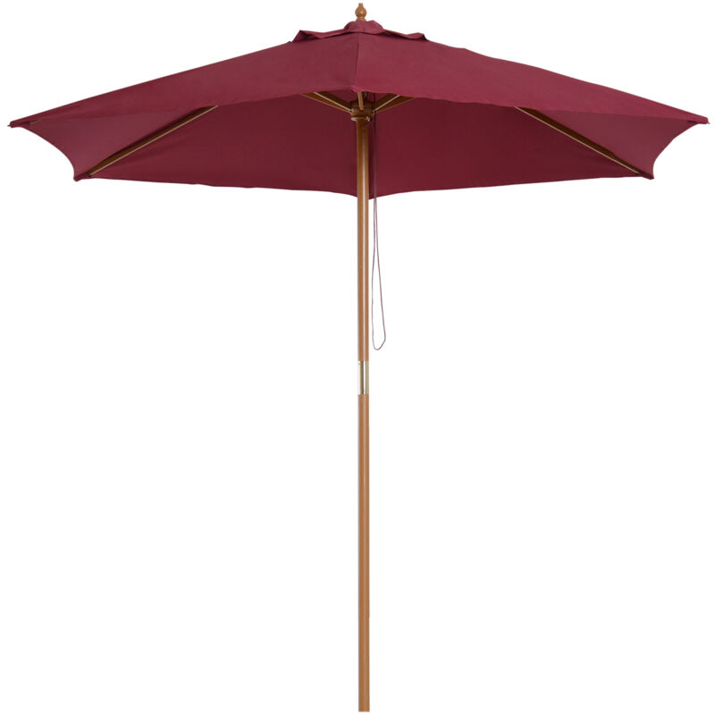 foto del prodotto ombrellone da giardino in legno e poliestere 2.5x2.3m bordeaux outsunny