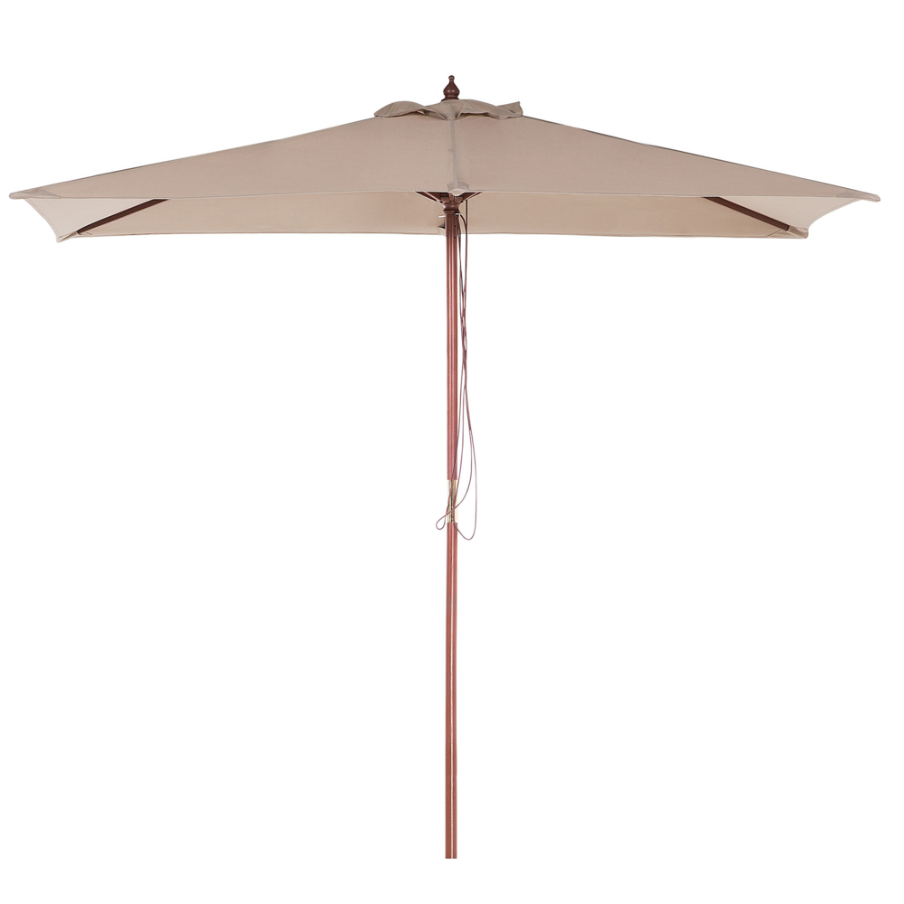 foto del prodotto ombrellone da giardino in tessuto beige sabbia legno di betulla 244 cm resistente agli agenti atmosferici