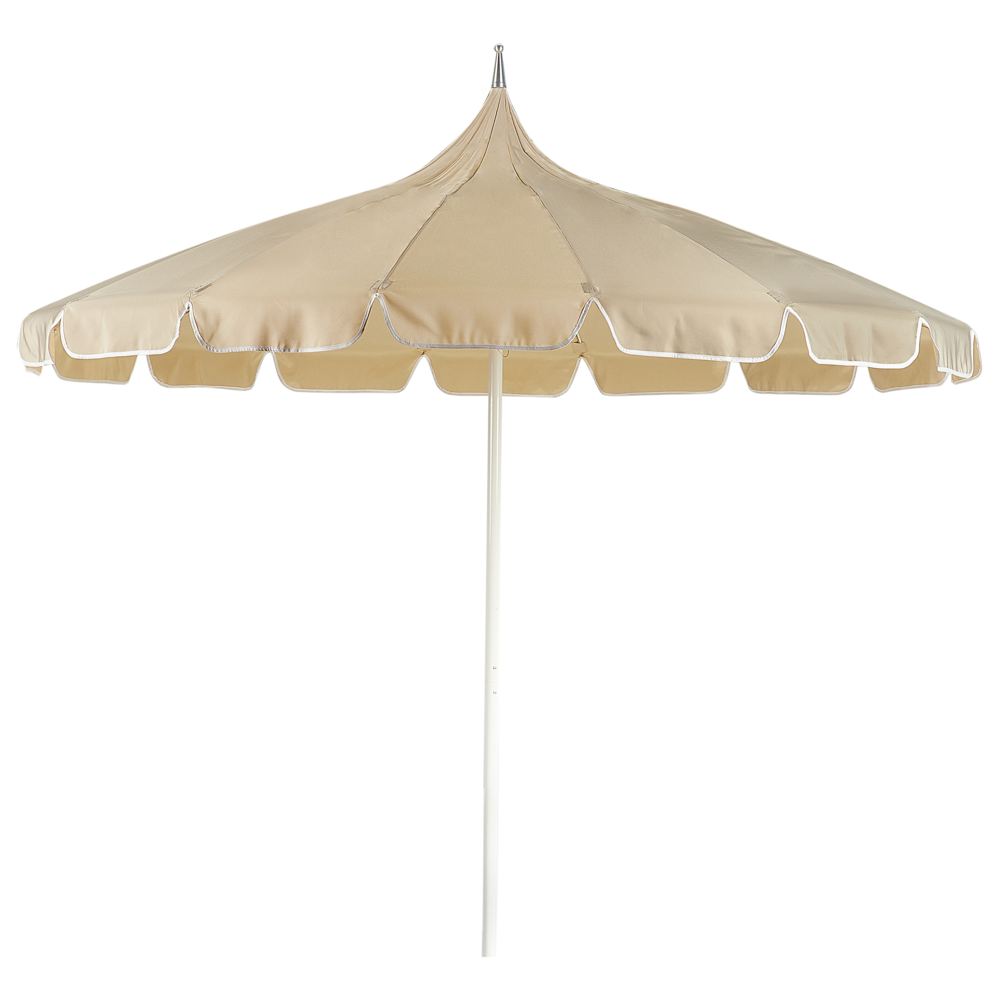 foto del prodotto ombrellone da giardino in tessuto poliestere blu con palo in alluminio beige 245 cm elegante e moderno