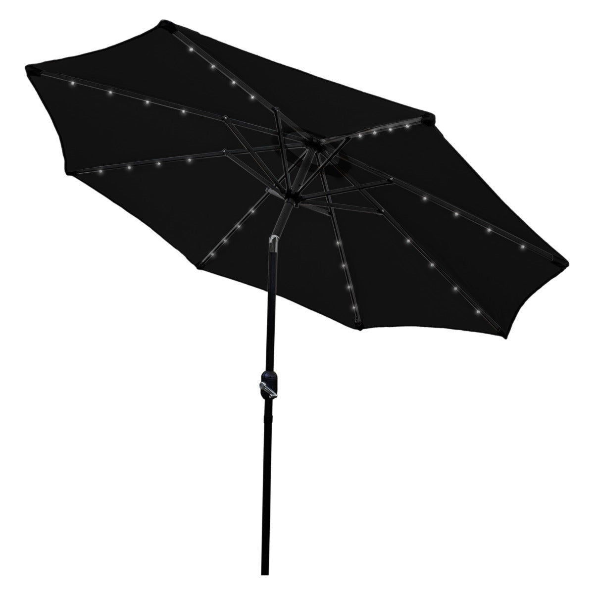 foto del prodotto ombrellone da giardino inclinabile 2.7m con 32 led e pannello solare nero