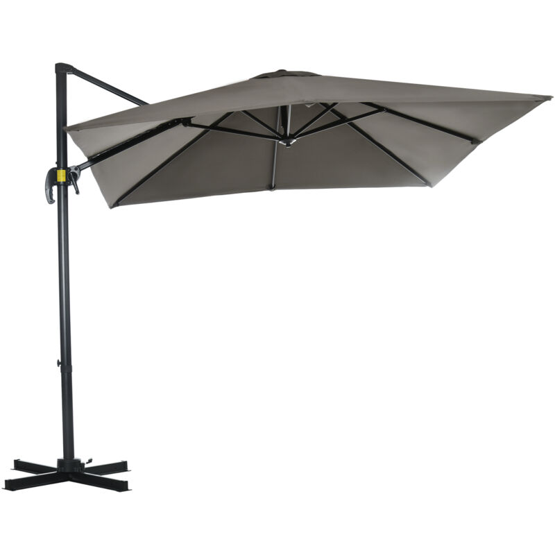 foto del prodotto ombrellone da giardino inclinabile e girevole a 360 grigio chiaro outsunny