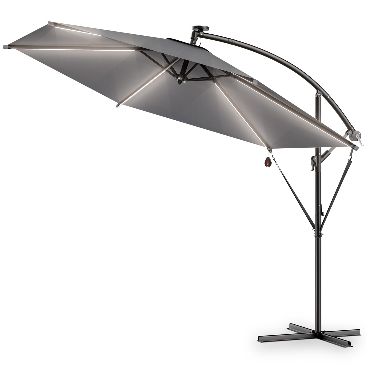foto del prodotto ombrellone da giardino mali antracite led 350cm uv80 