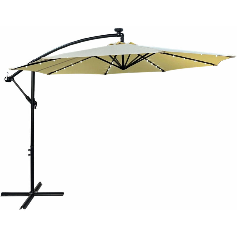 foto del prodotto ombrellone da giardino milin, beige con illuminazione a led peso 12,7 kg dimensioni 300x300x245 cm