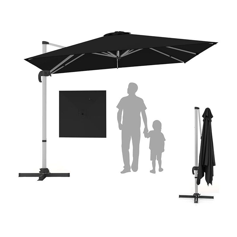 foto del prodotto ombrellone da giardino quadrato 3 3m, ombrellone impermeabile e girevole a 360 , altezza e angolo regolabile, ombrellone parasole da esterno per