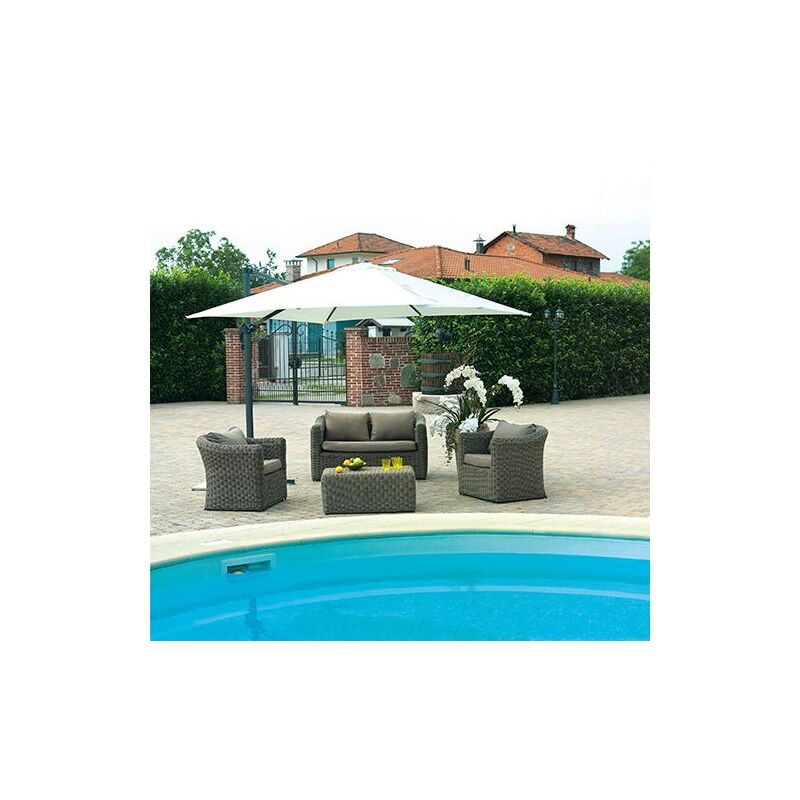 foto del prodotto ombrellone da giardino quadrato 3x3 mt con maniglione antracite, completamente ruotabile