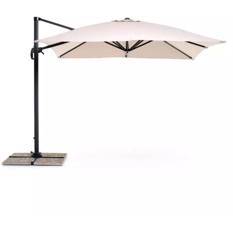 foto del prodotto ombrellone da giardino retrattile verso con struttura in alluminio antracite e telo ecru 3x4x2 metri