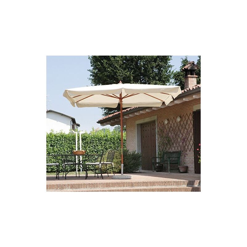 foto del prodotto ombrellone da giardino rettangolare 3x4 mt palo centrale in legno color teak