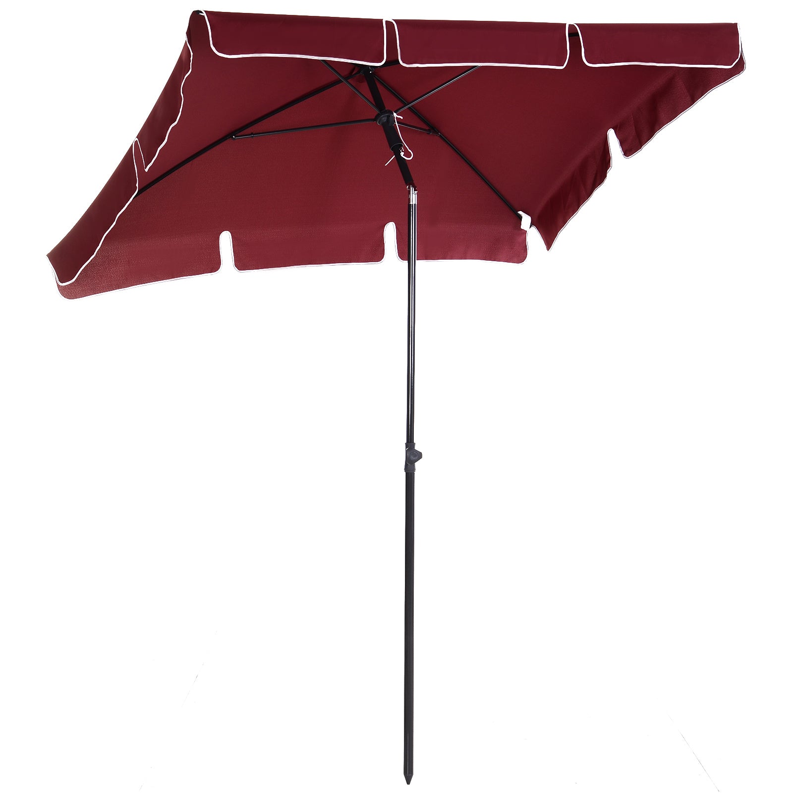 foto del prodotto ombrellone da giardino rettangolare e regolabile 198x130x245 cm in alluminio rosso vino